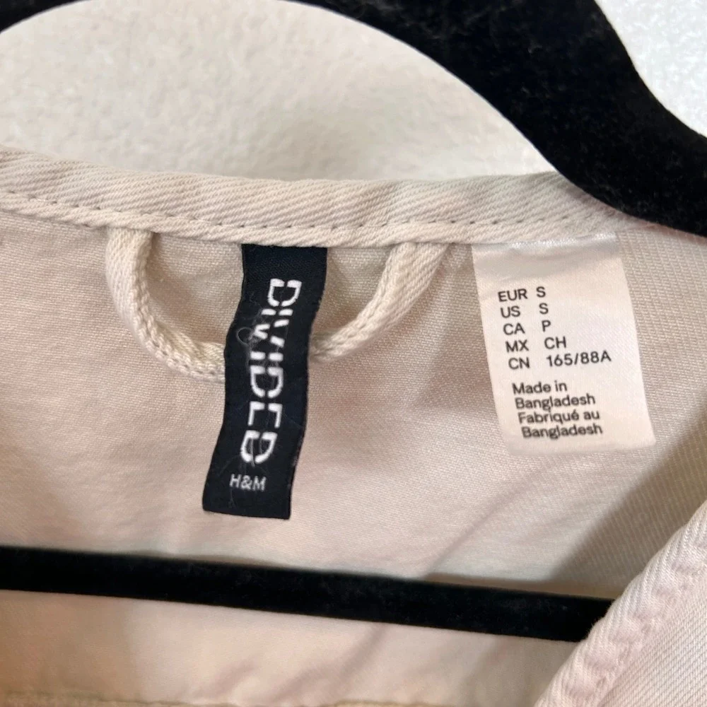 H&M Divided Utility Vest Beige‎ Tan Cotton Zip Cargo Pocket Gorpcore Mens Small